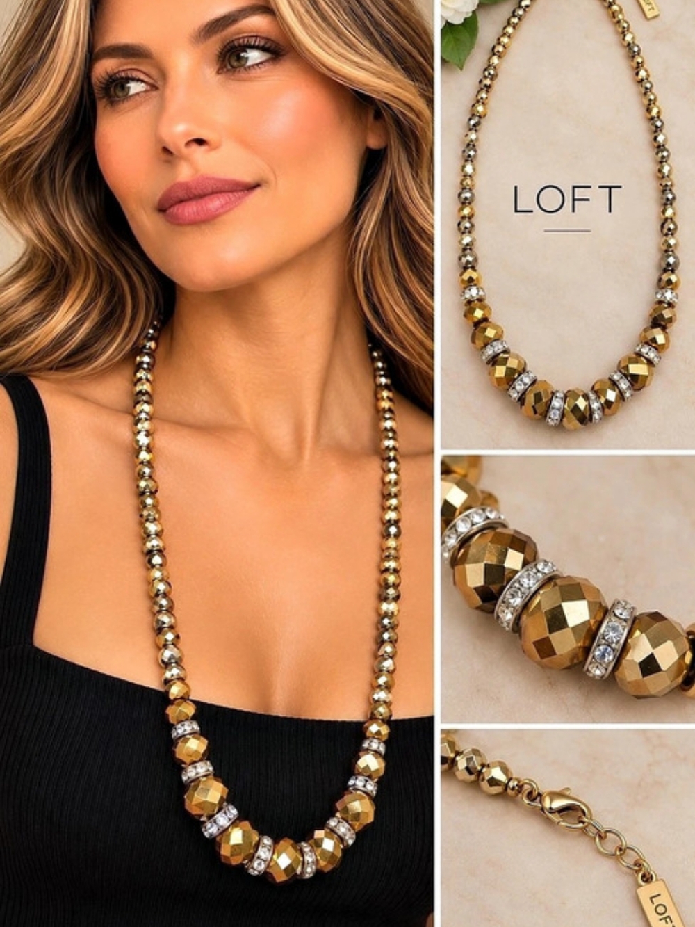 LOFT Gold & Silver Statement Necklace Like New